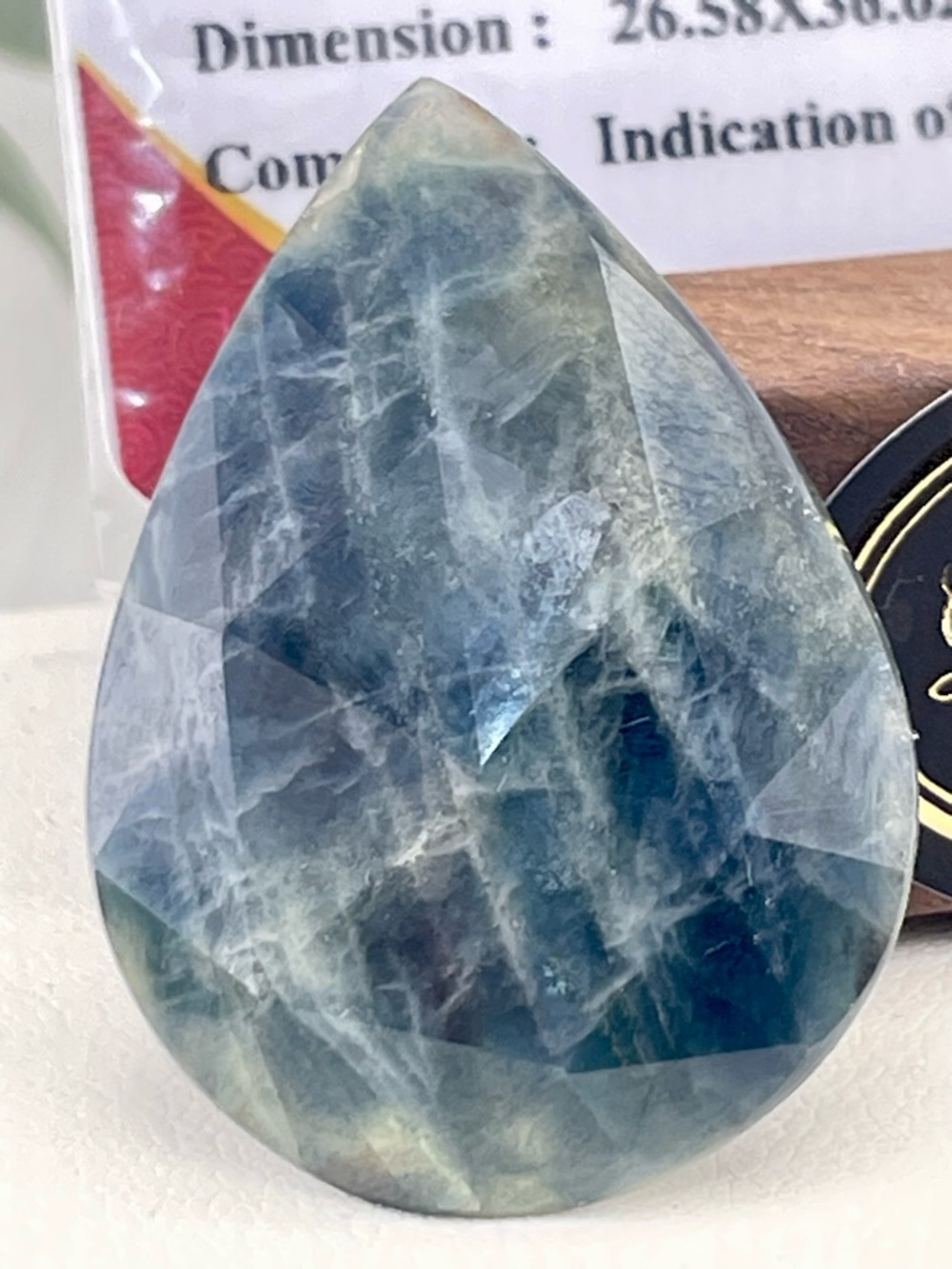 51ct Blue Sapphire‼️ BLUE Yellow Gray loose Pear Pendant necklace - Picture 14 of 16
